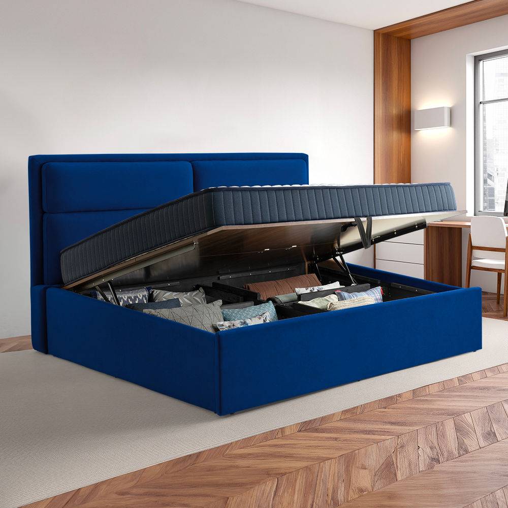 Zewail Hydraulic King Size Upholstered Bed (78x72 inch)