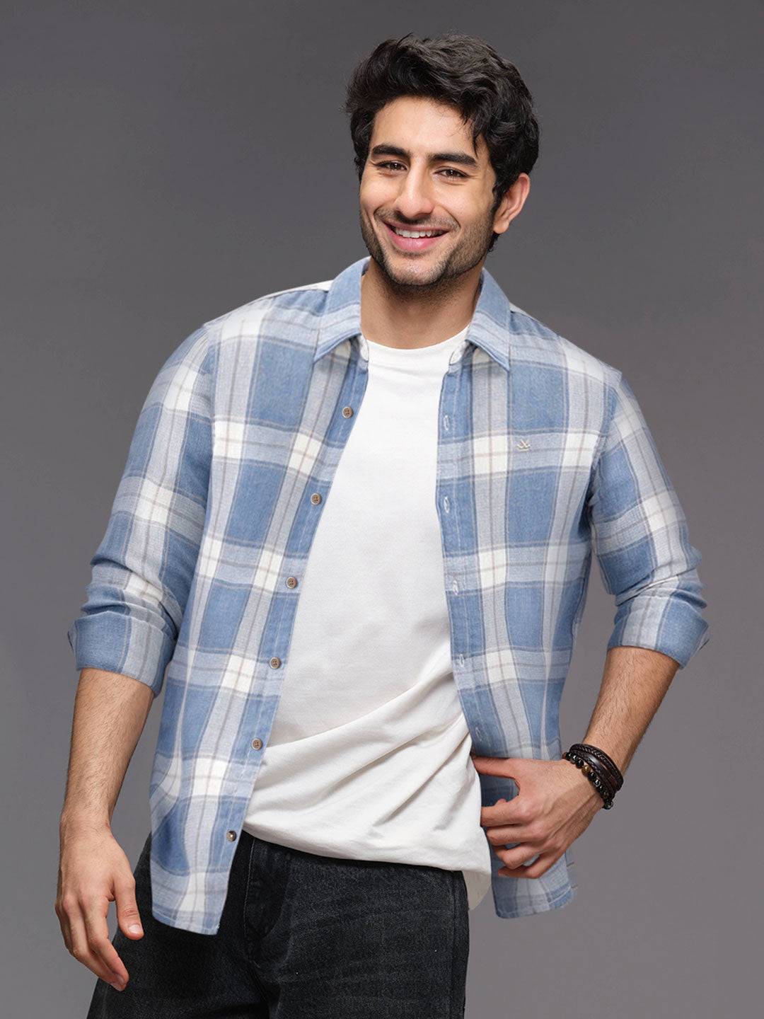 Checkered Pattern Casual Shirt For Men |Blue