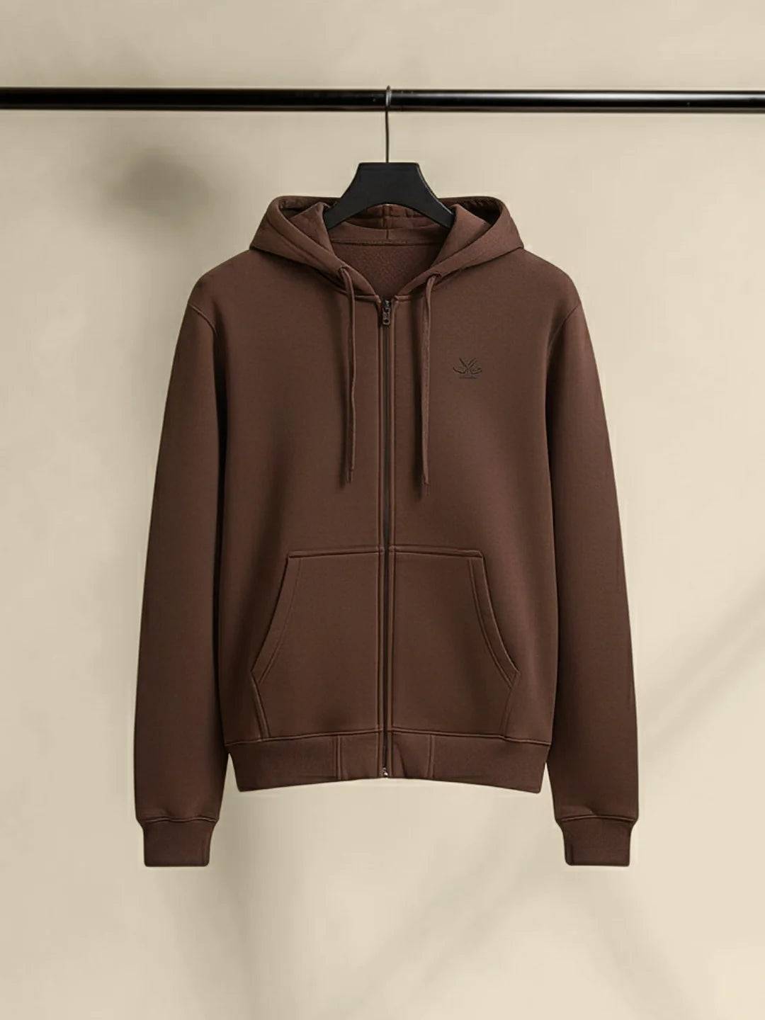 Men's Solid Zip-Up Hoodie Sweatshirt | Java