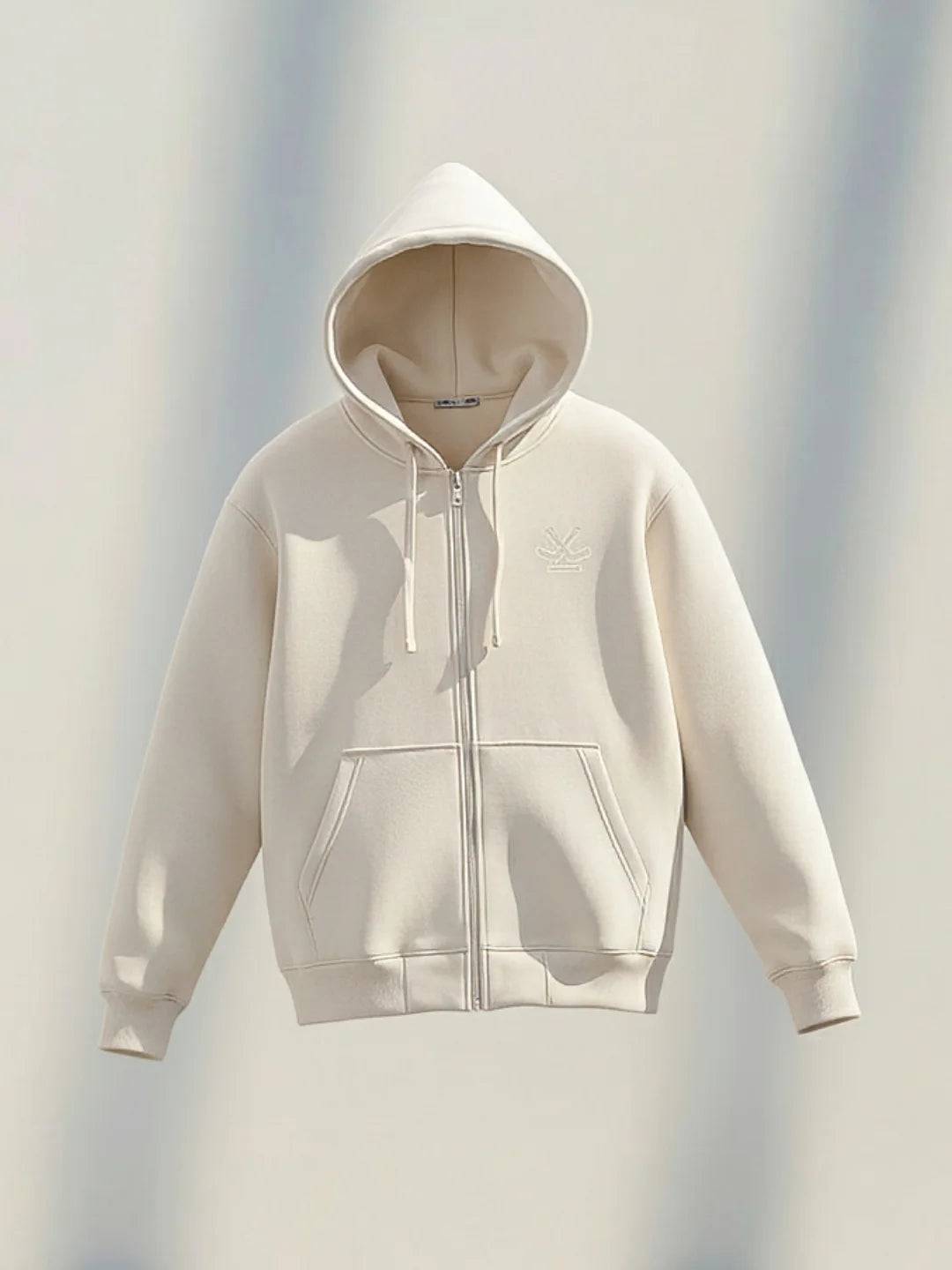 Men’s Solid Zip-Up Hoodie Sweatshirt | Tapioca