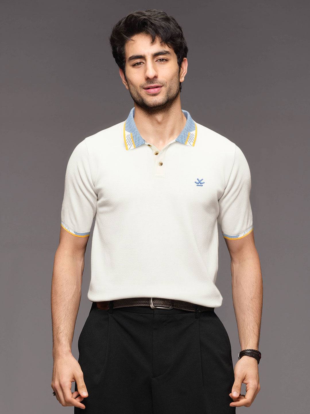 Polo T-Shirt With Contrast Collar | Yellow