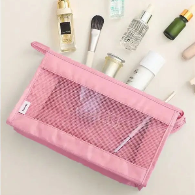 Transparent Mesh Travel Toiletry Bag – Waterproof Cosmetic Organizer Pouch (Random Color) (Pack of 1) Buy @ ₹149