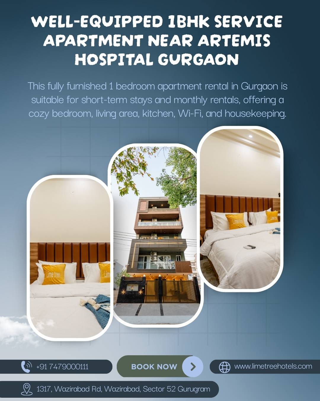 Stylish 1BHK Serviced Apartment Near Artemis Hospital Gurgaon