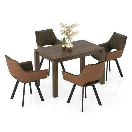 Atlas Solid Wood 4 Seater Dining Table with set of 4 Casey Swivel Dining Chair