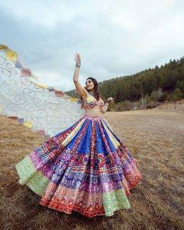 Stunning Designer Cotton Silk Navratri Lehenga Choli with Mirror Embroidery and Printed