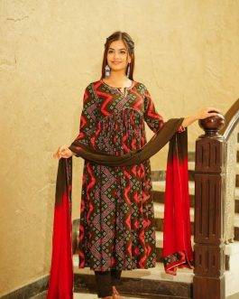 Ravishing Rayon Cotton Brown Ethnic Suit Set