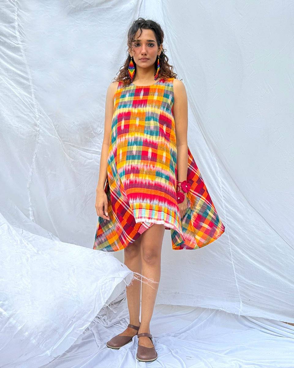 Leelabali Gamcha Cotton Dress - GMC