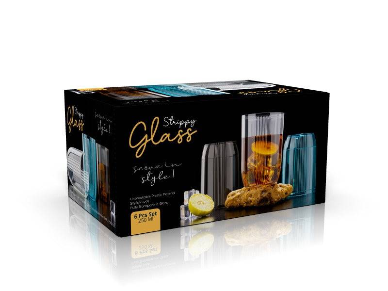 6Pcs Creative Plastic Glass Set – Stylish Highball Crystal-Look Glasses for Water, Juice & Cocktails (Set of 1) Buy @ ₹199