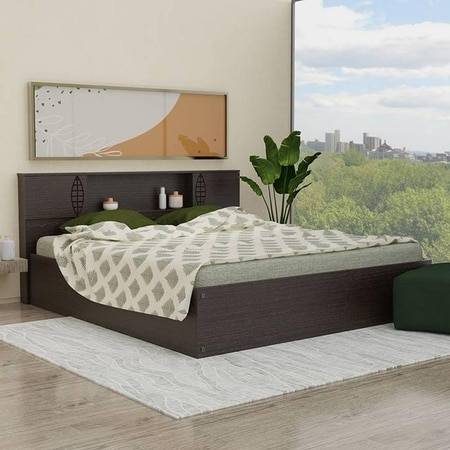 Kamira Solid Wood King Size Drawer Storage Bed In Melamine Finish