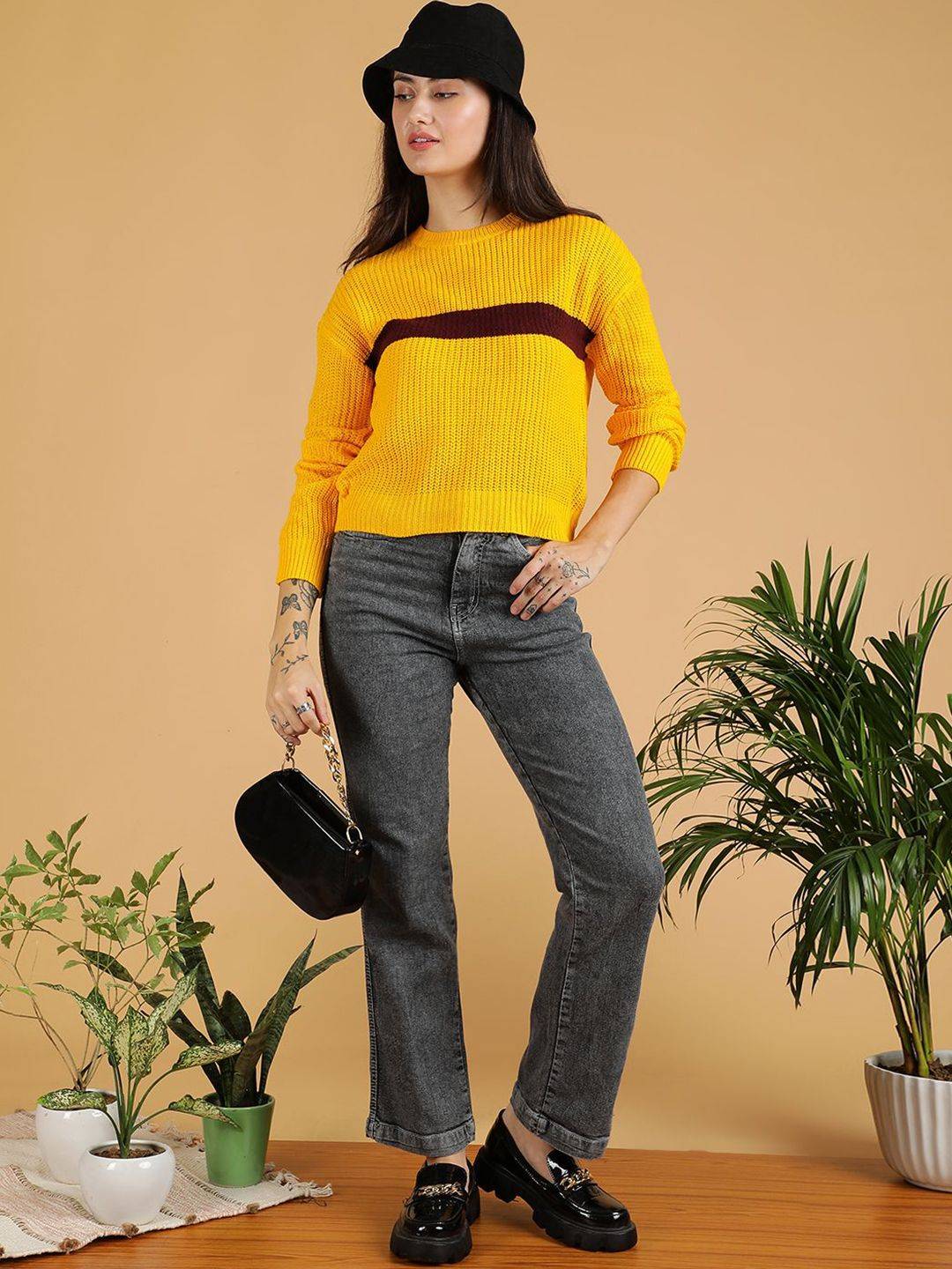 Kotty Women Colourblocked Pullover Cotton Sweaters