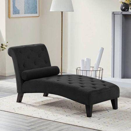 Knup Velvet Chaise Launger in Black Colour
