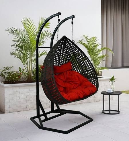 Zermatt Wicker Swing In Brown & White Color