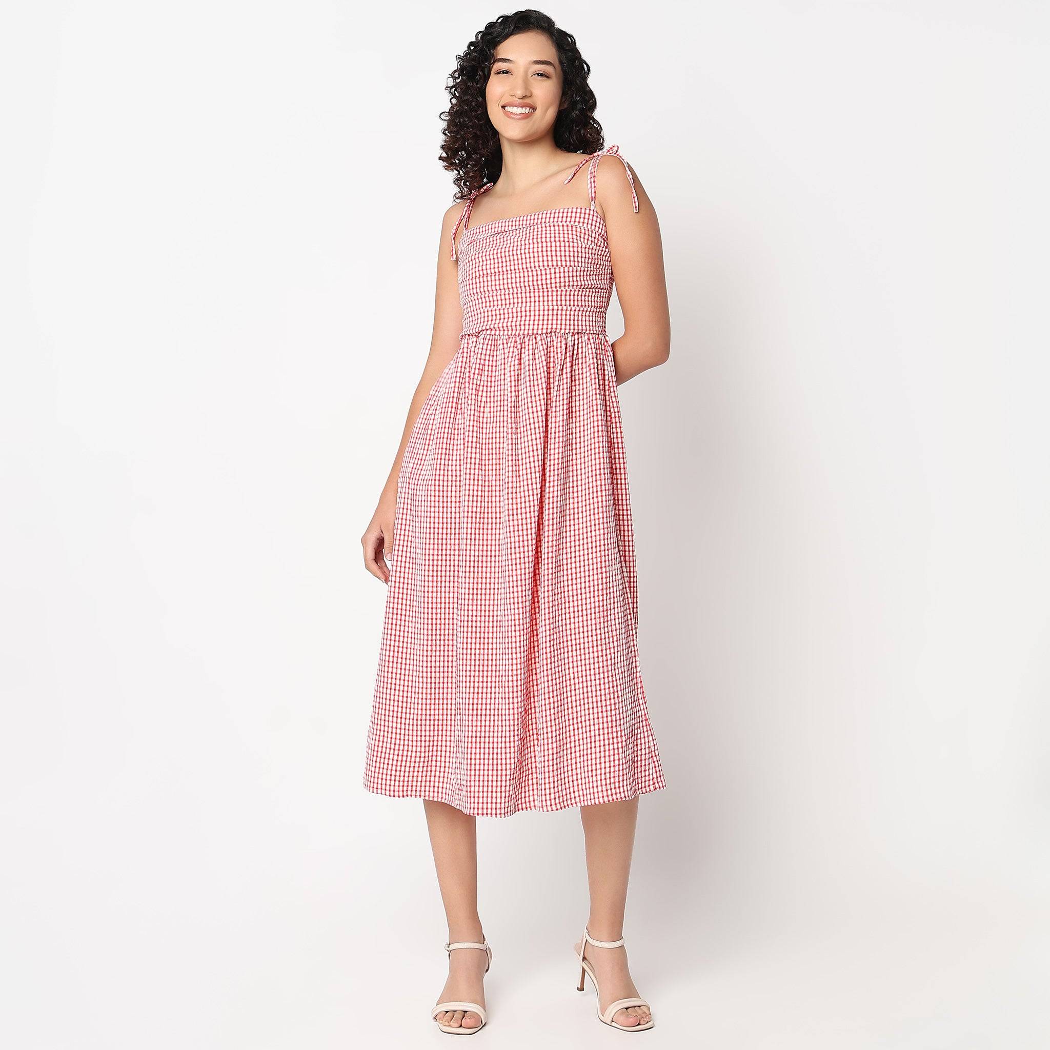 Betty Dress With Tie Up  Straps And Square Neckline