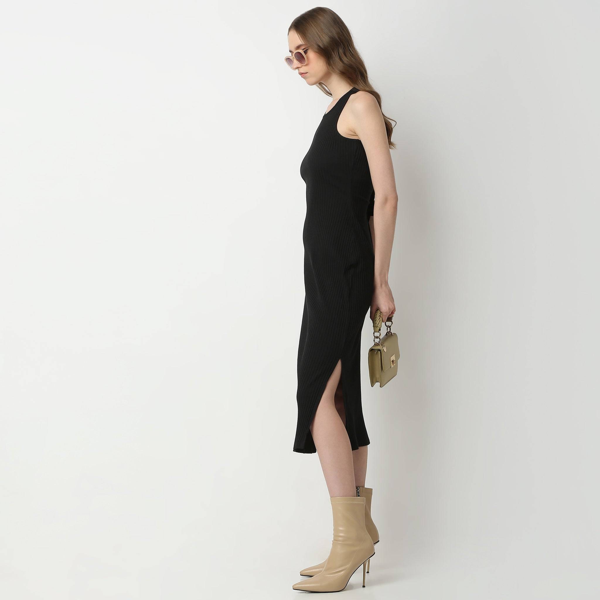 Slim Fit Sleeveless Below Knee Betty Dress