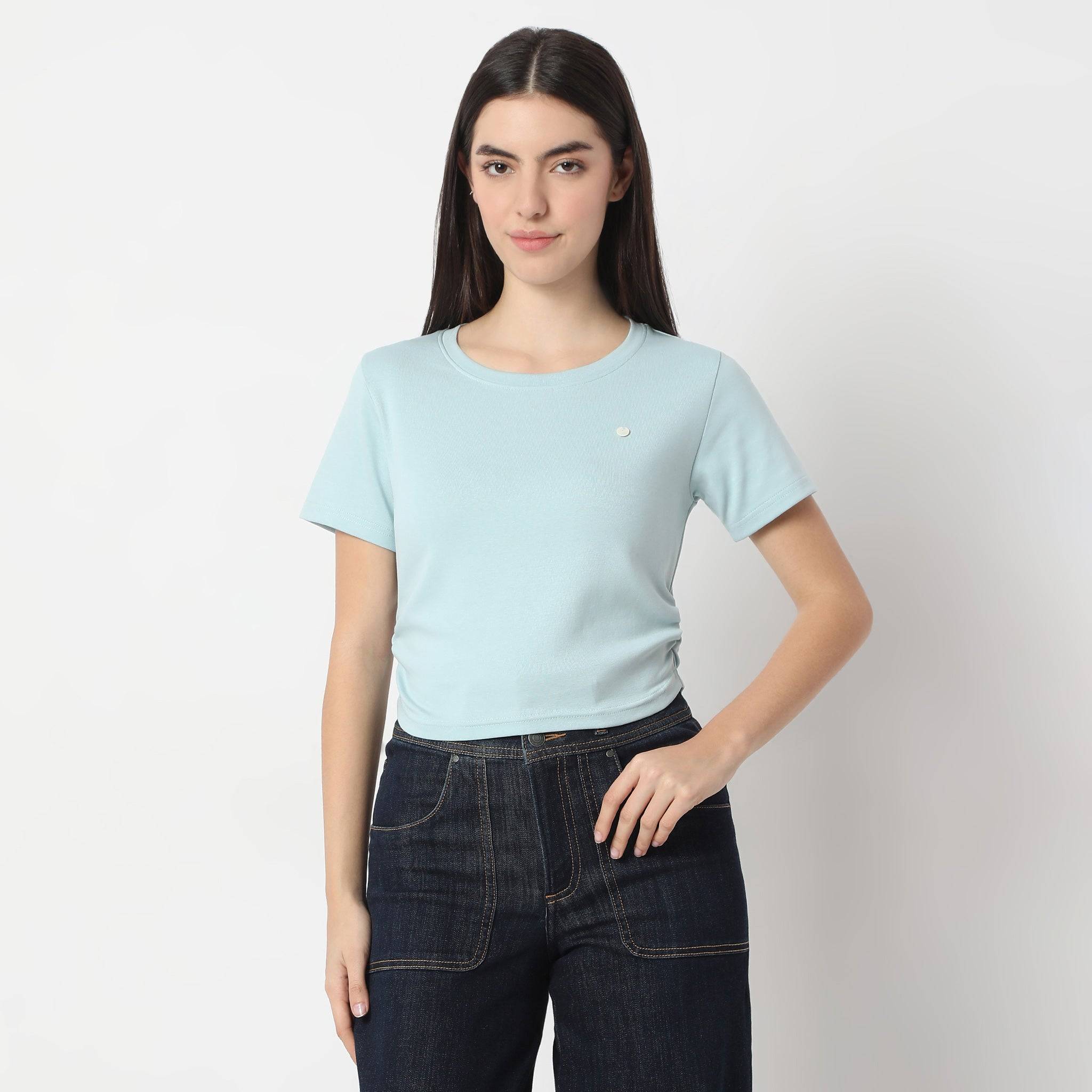 Slim Fit Short Sleeve Crop T-Shirt