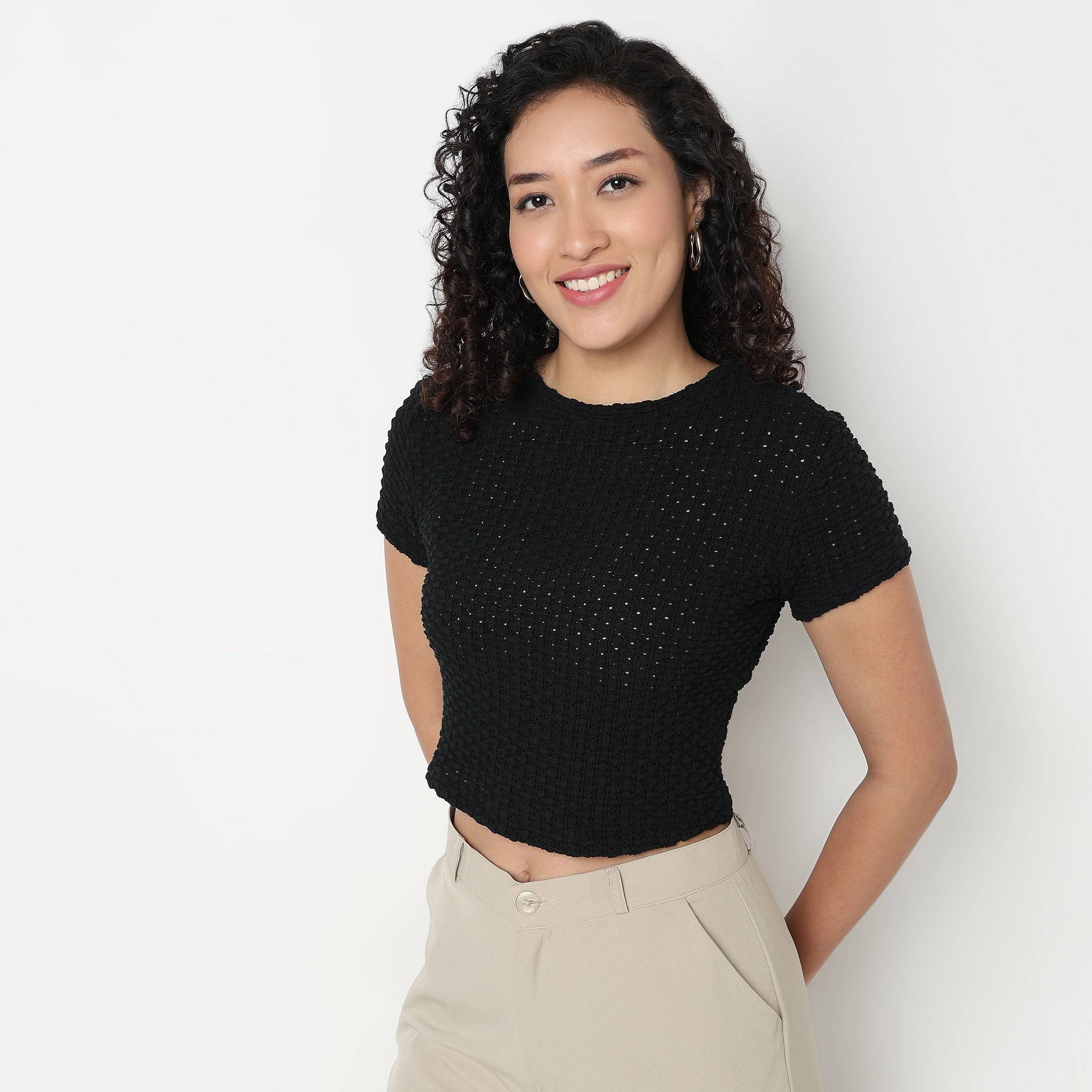 Structured Cropped T-Shirt