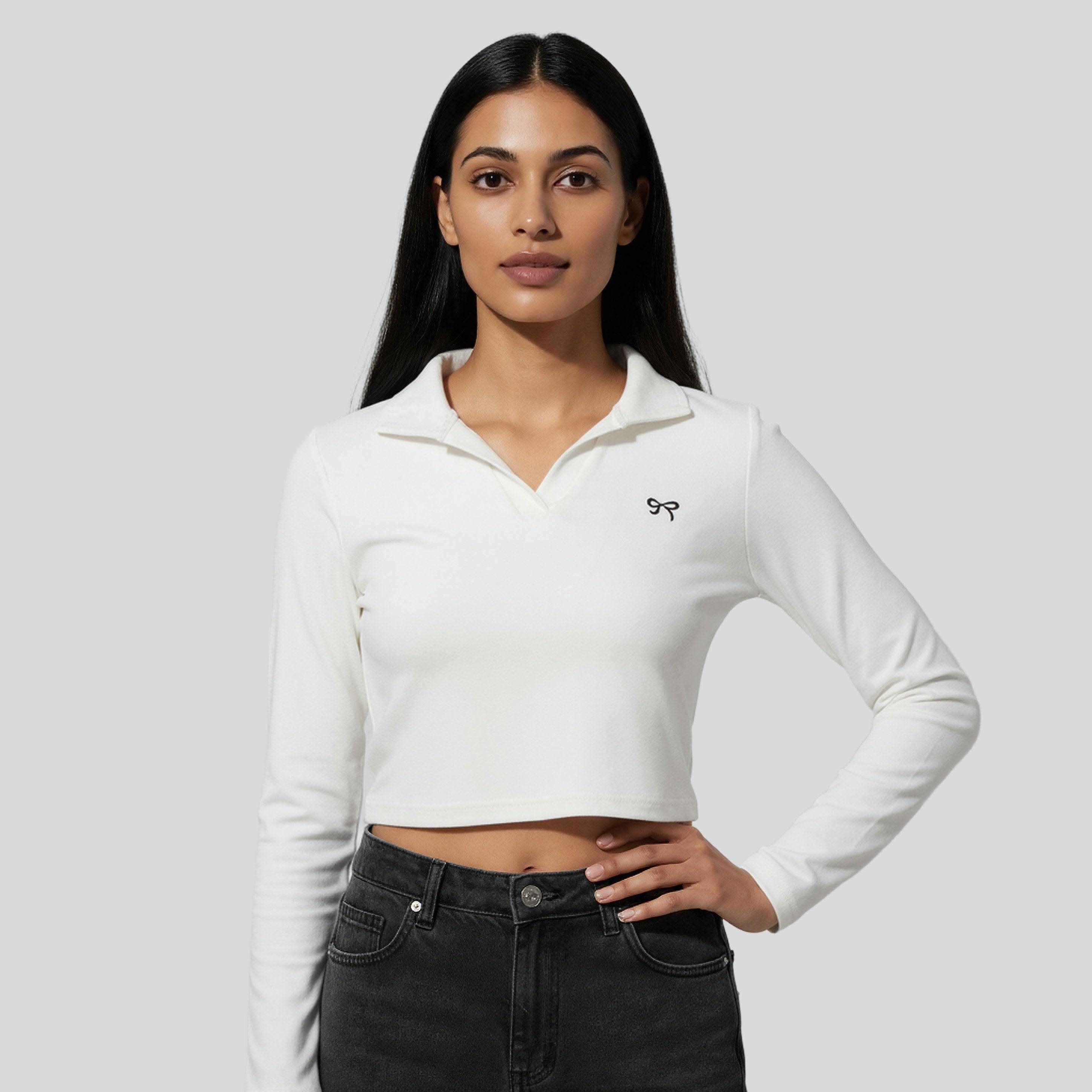 Polo Neck Crop T-Shirt