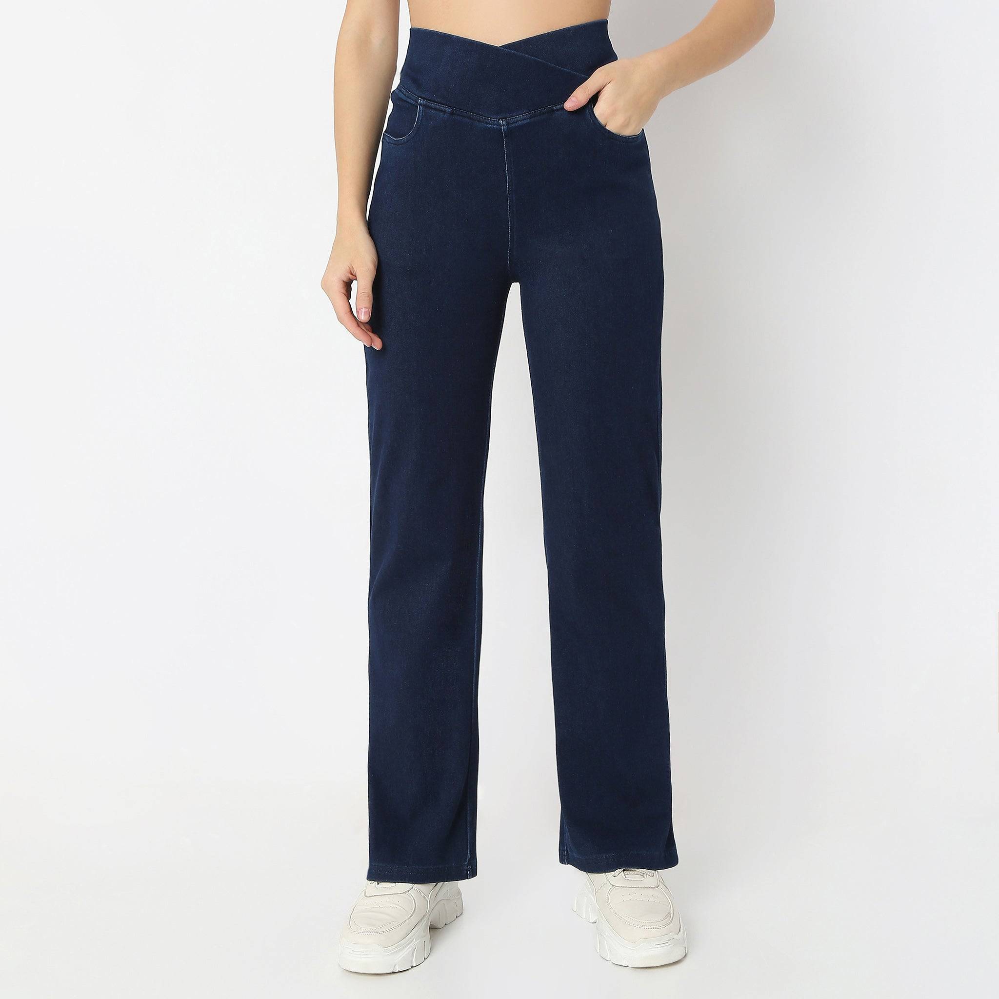 Solid Full-Length All-Day Comfort Boot Cut Jeans