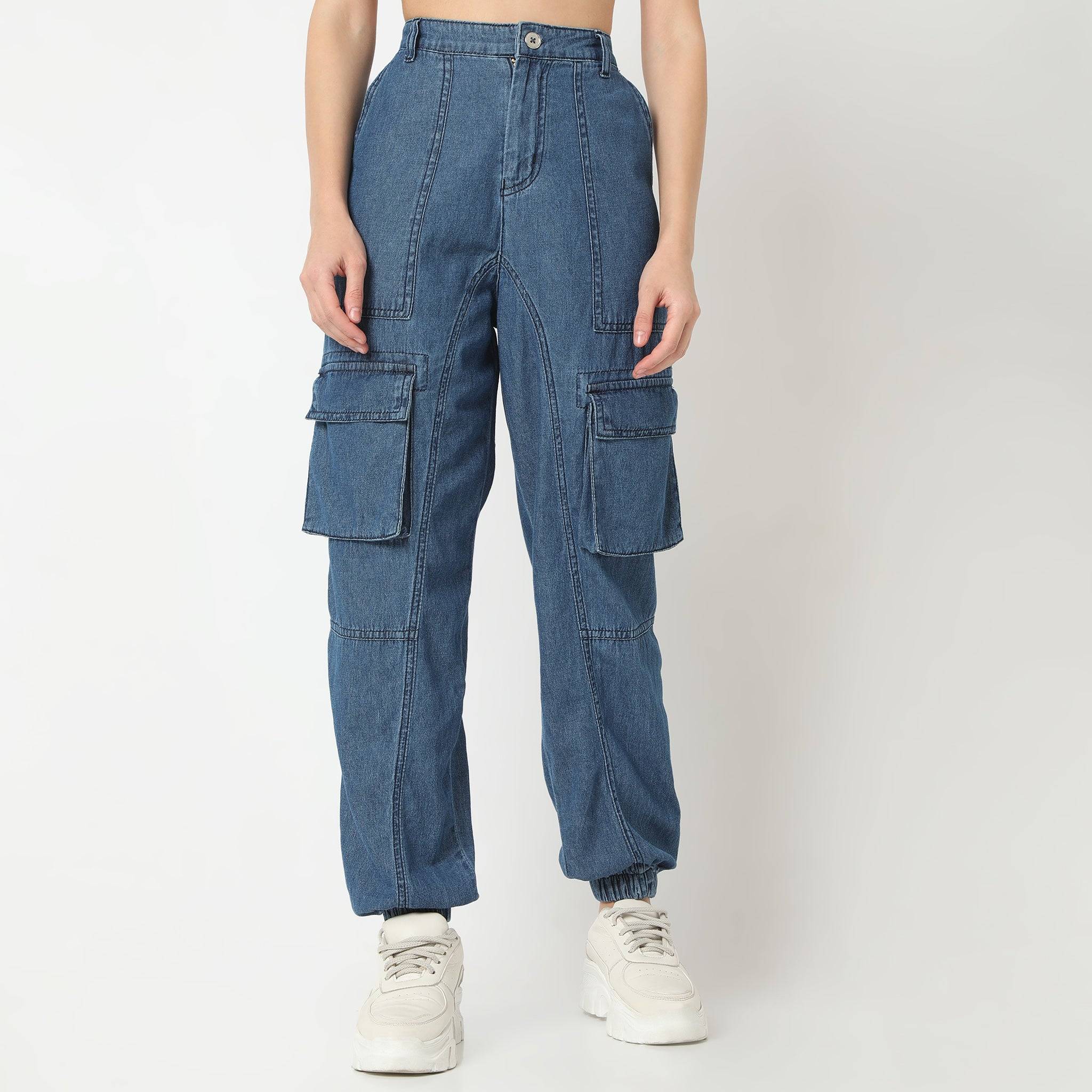 Relaxed Fit Full Length High Rise Light Weight Denim Pants