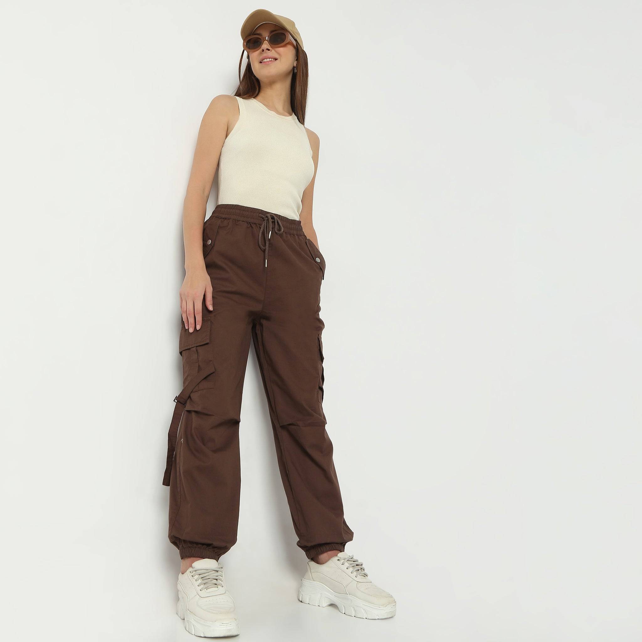 Relaxed Fit Ankle Length High Rise Pants