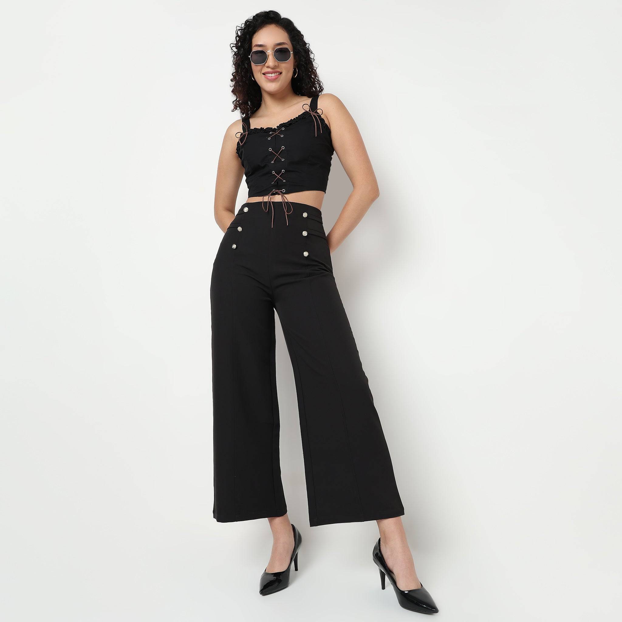 High Rise Straight Fit Pants