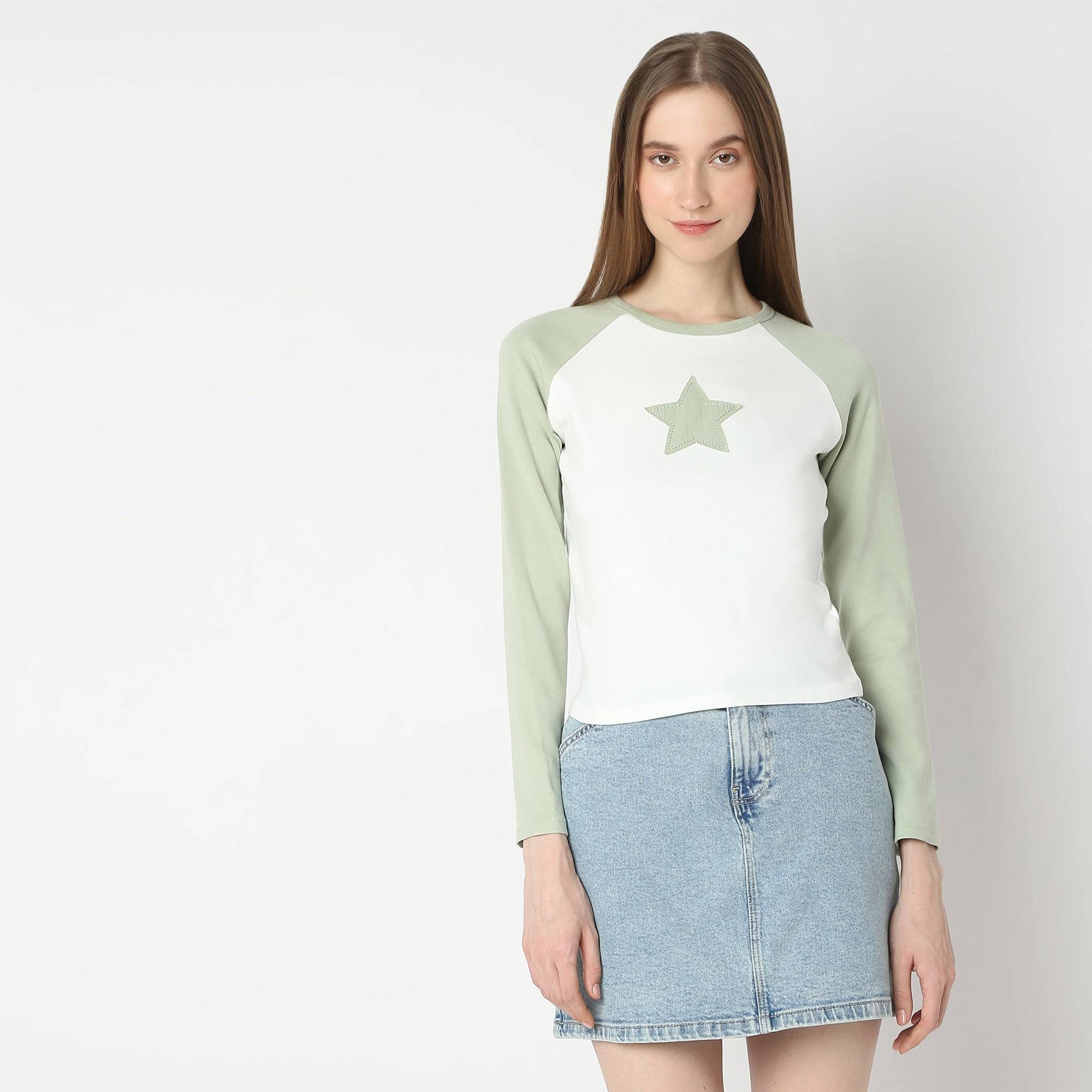 Star Applique Full Sleeve T-Shirt