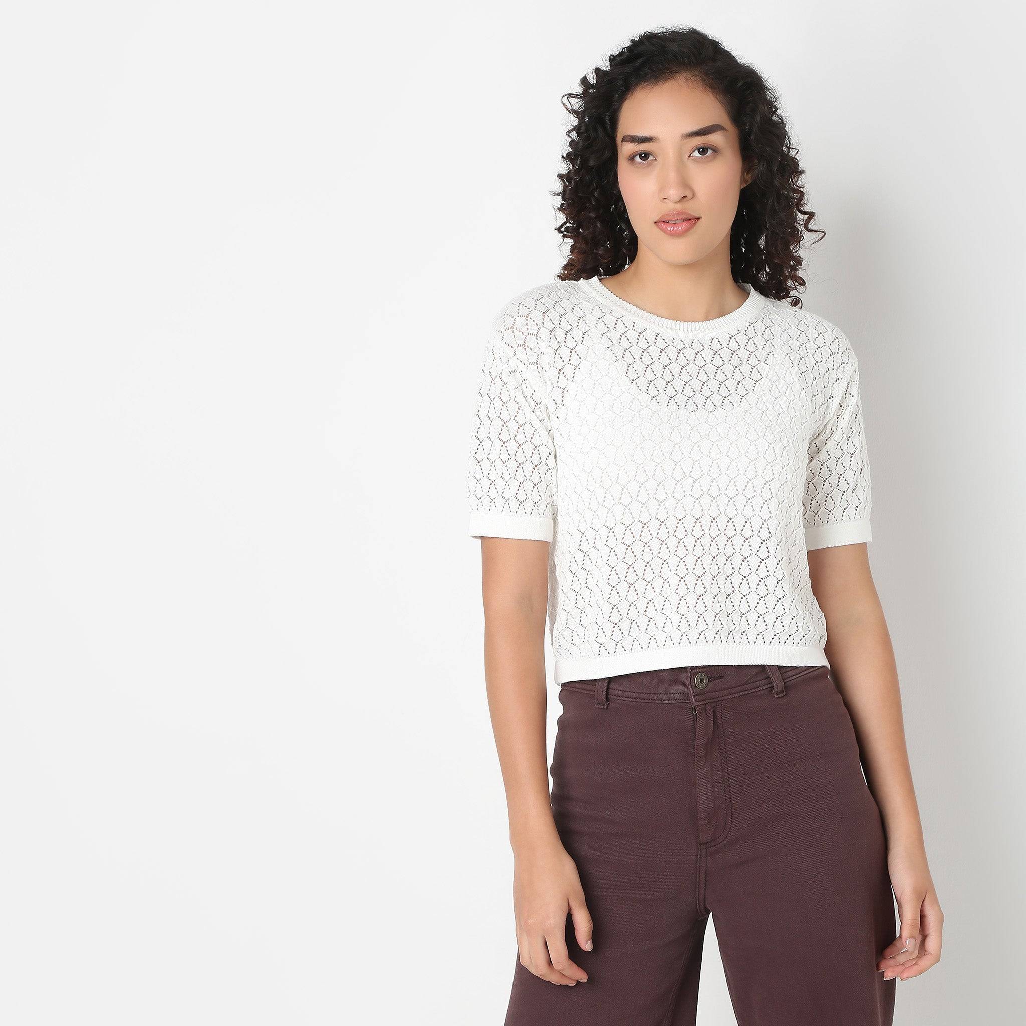 Betty Cropped Fashion Round Neck Tee