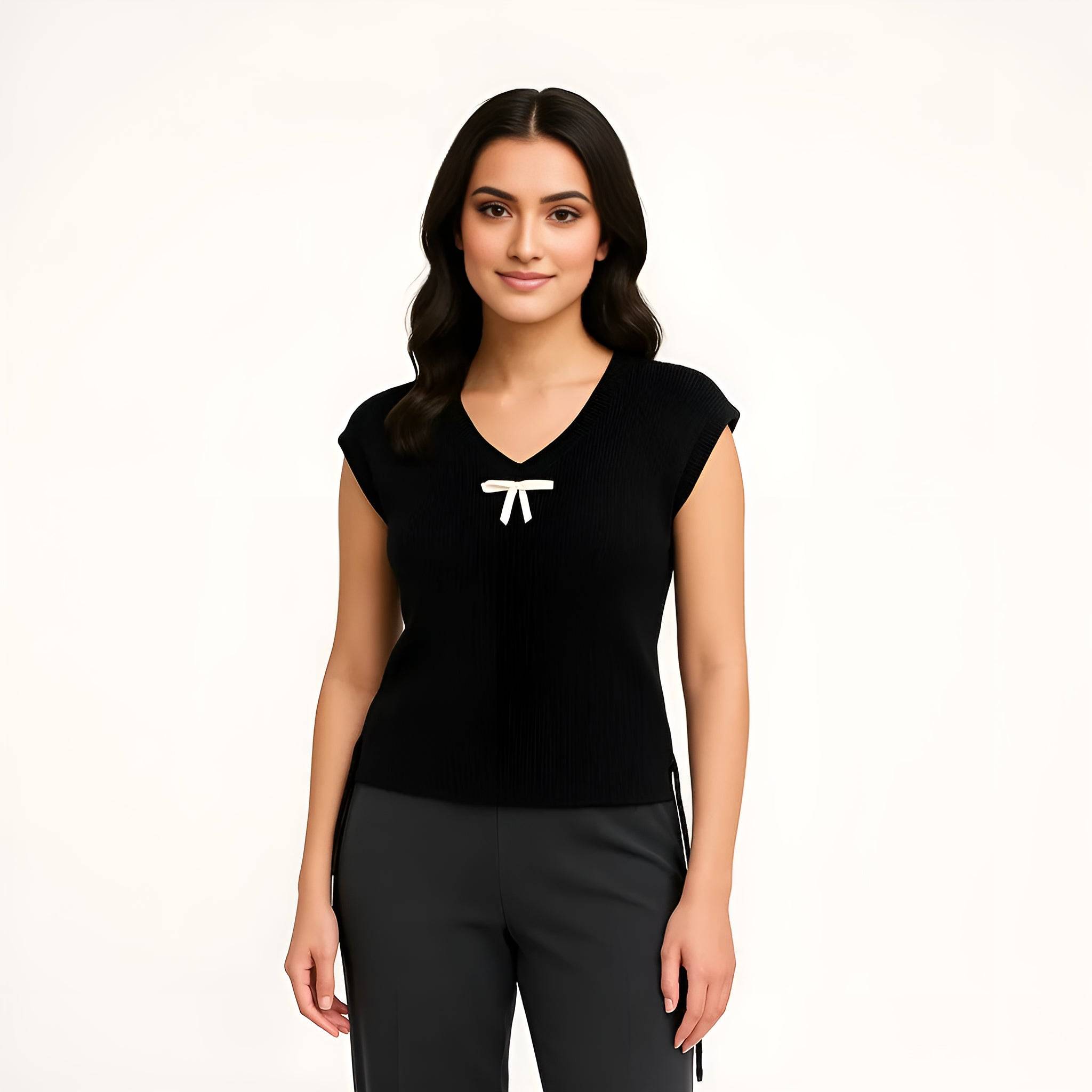 Cotton T-Shirt With Bow Detail & Side Ruching