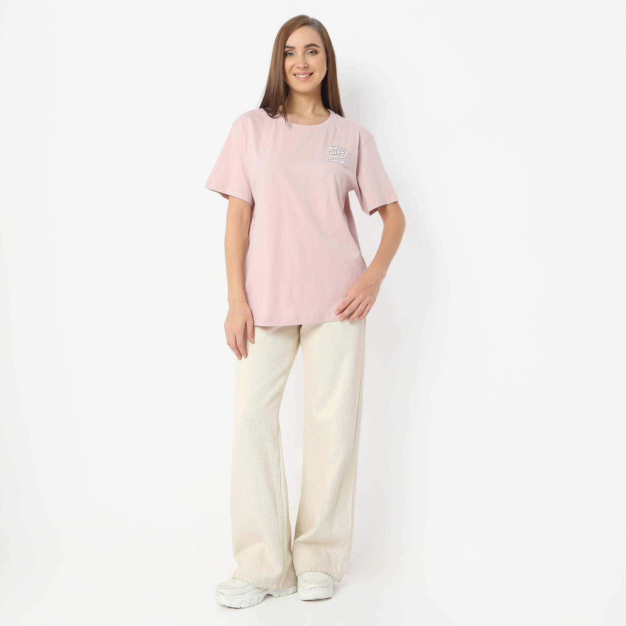 Oversize Printed Round Neck Short Sleeve T-Shirt