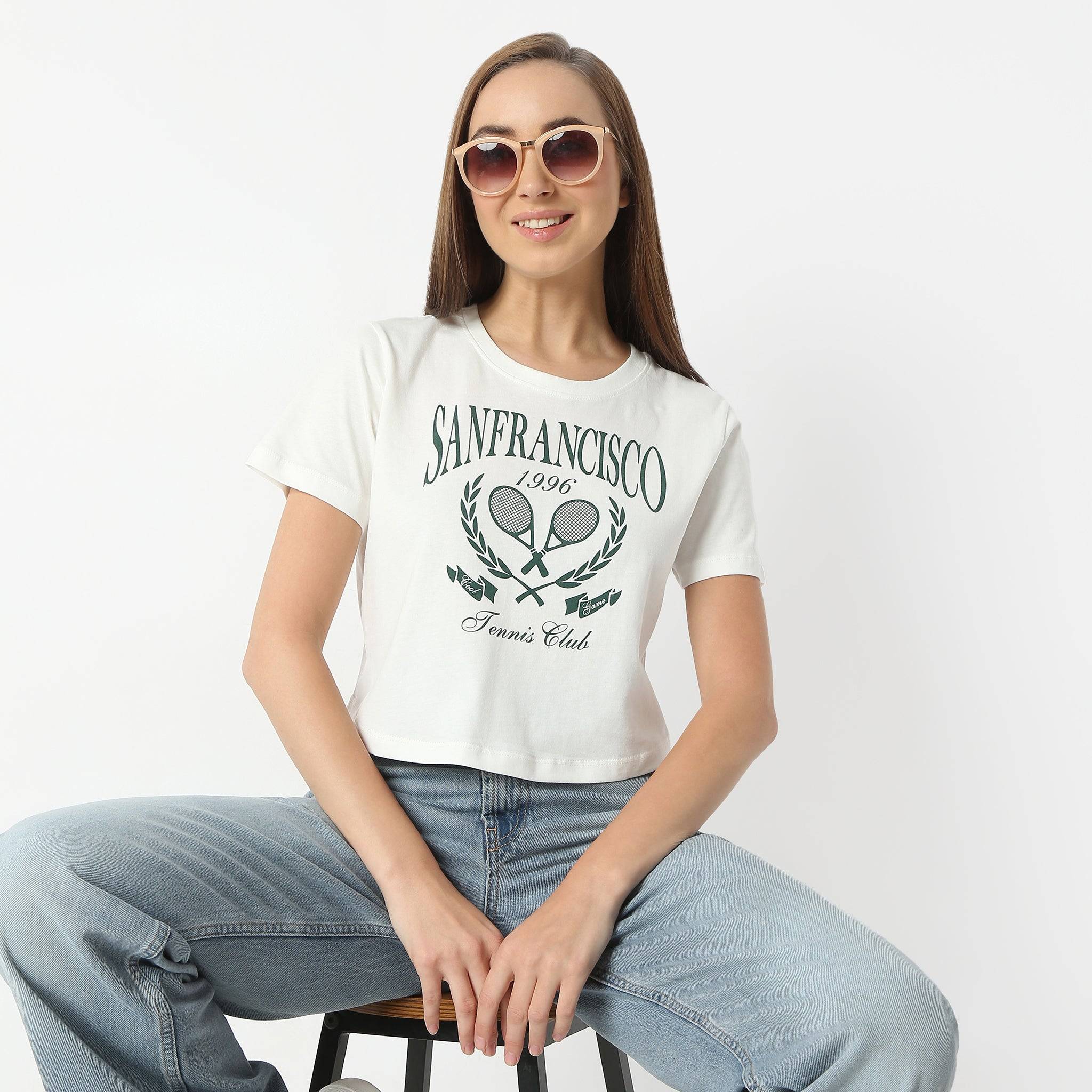 Slim Fit Graphic Round Neck Short Short Sleeve T-Shirt