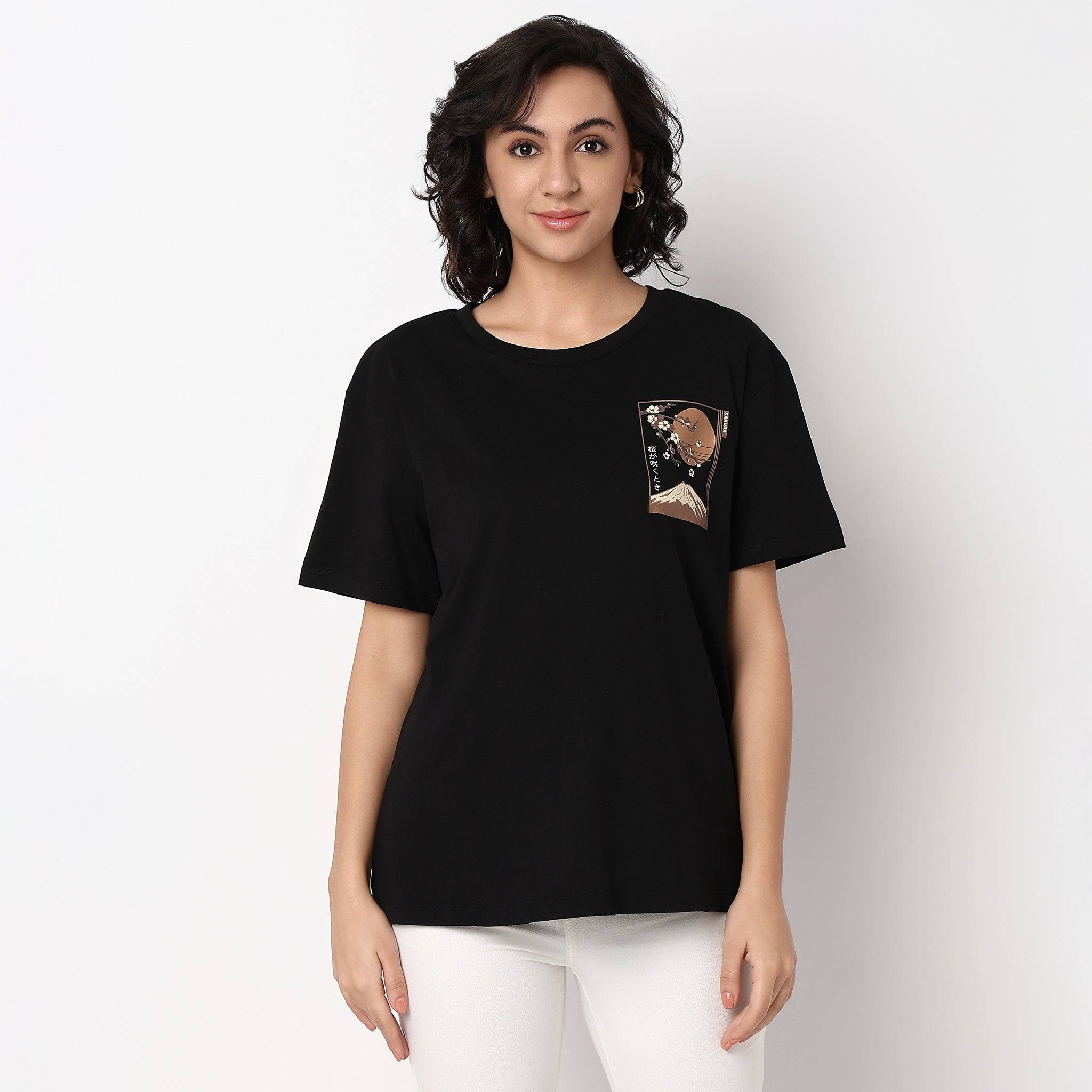 Oversized Front and Back Graphic Print T-Shirt