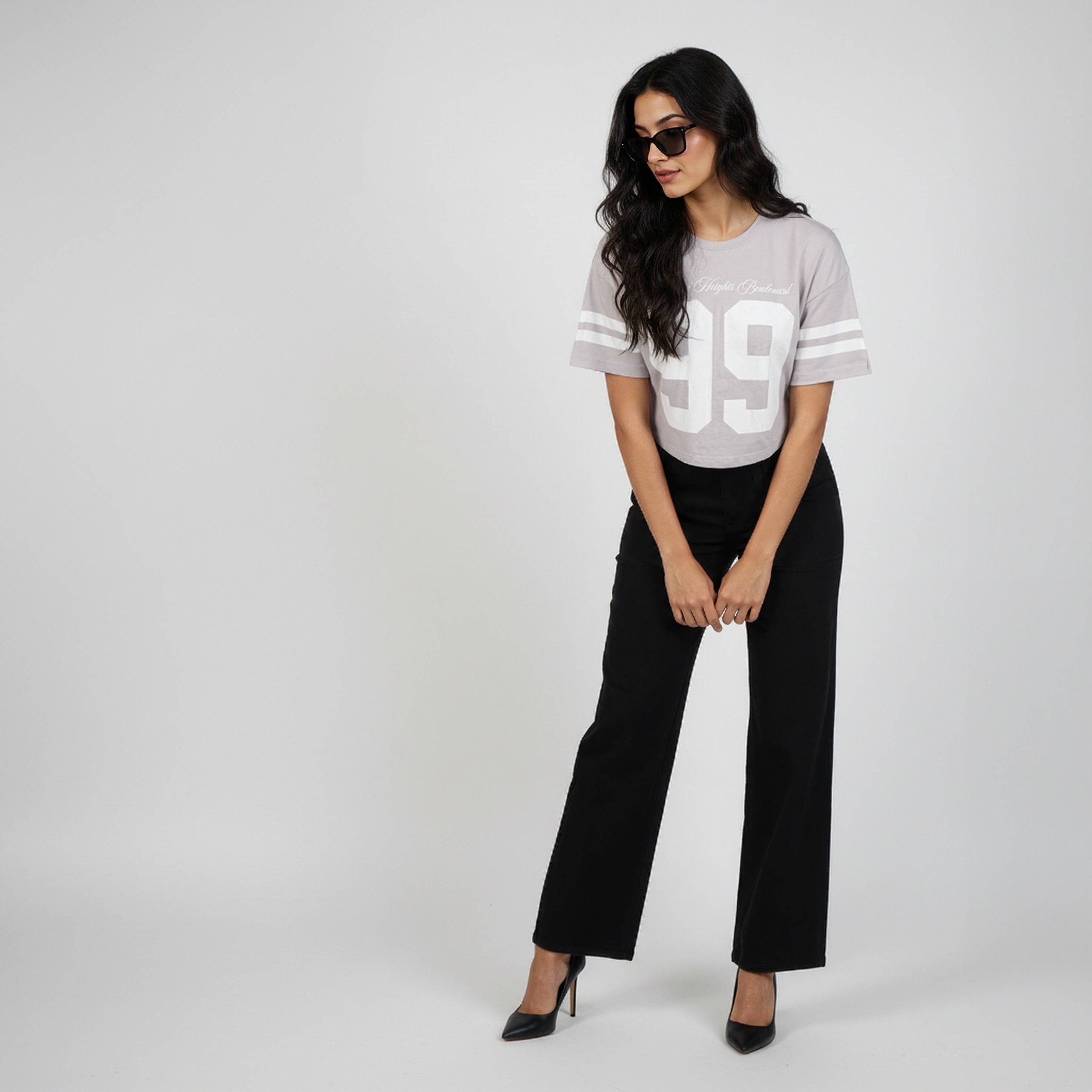 Cotton Graphic Crop Boxy T-Shirt