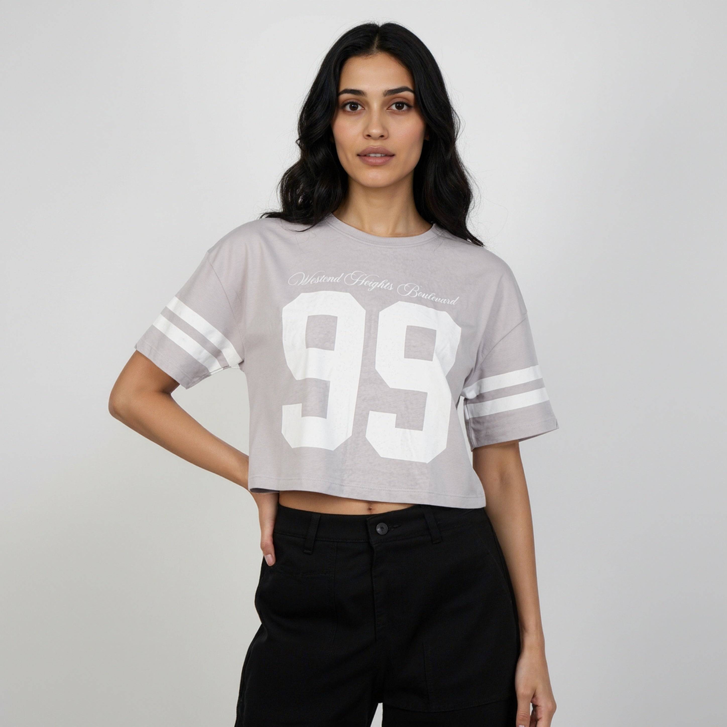 Cotton Graphic Crop Boxy T-Shirt
