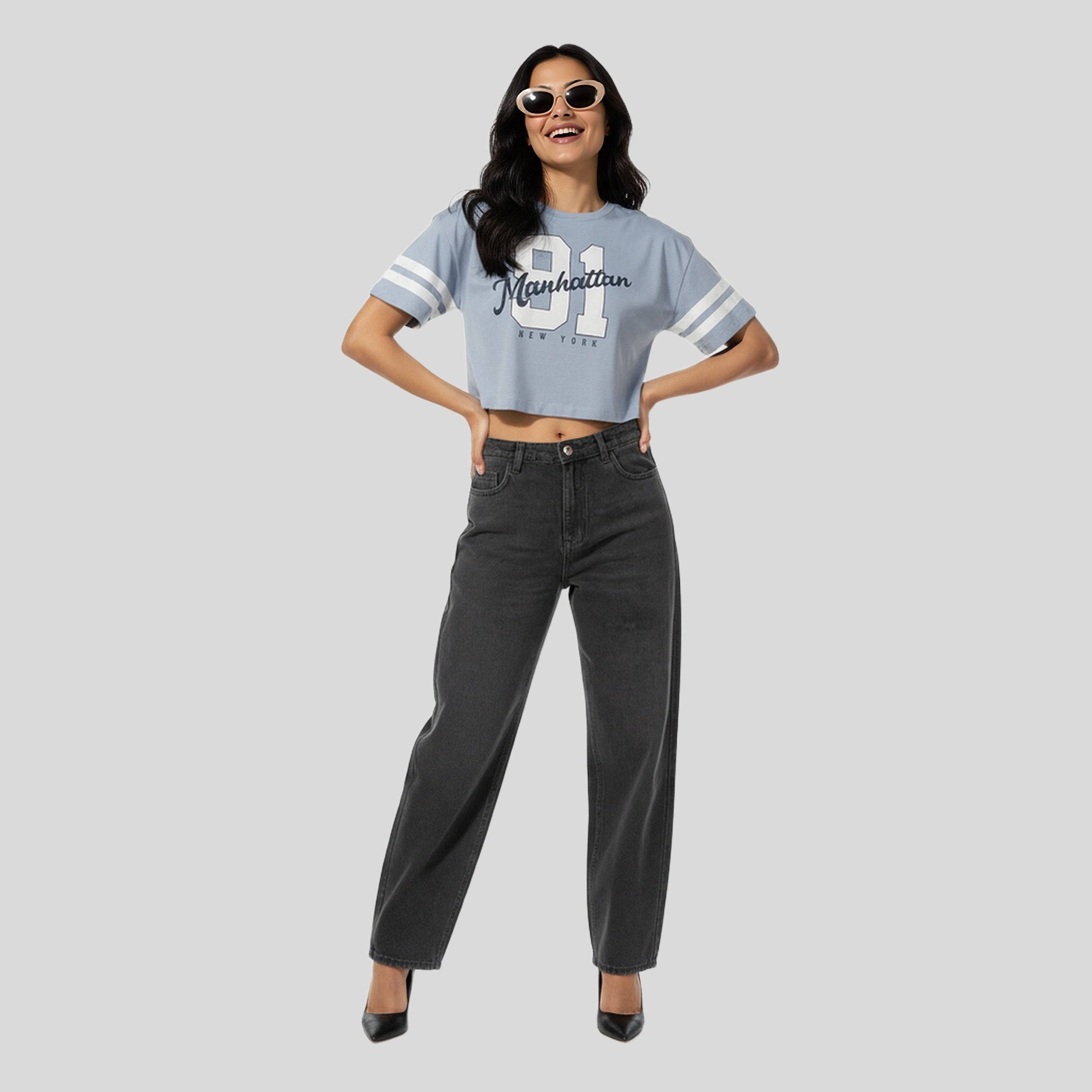 Oversize Cotton Graphic Crop T-Shirt