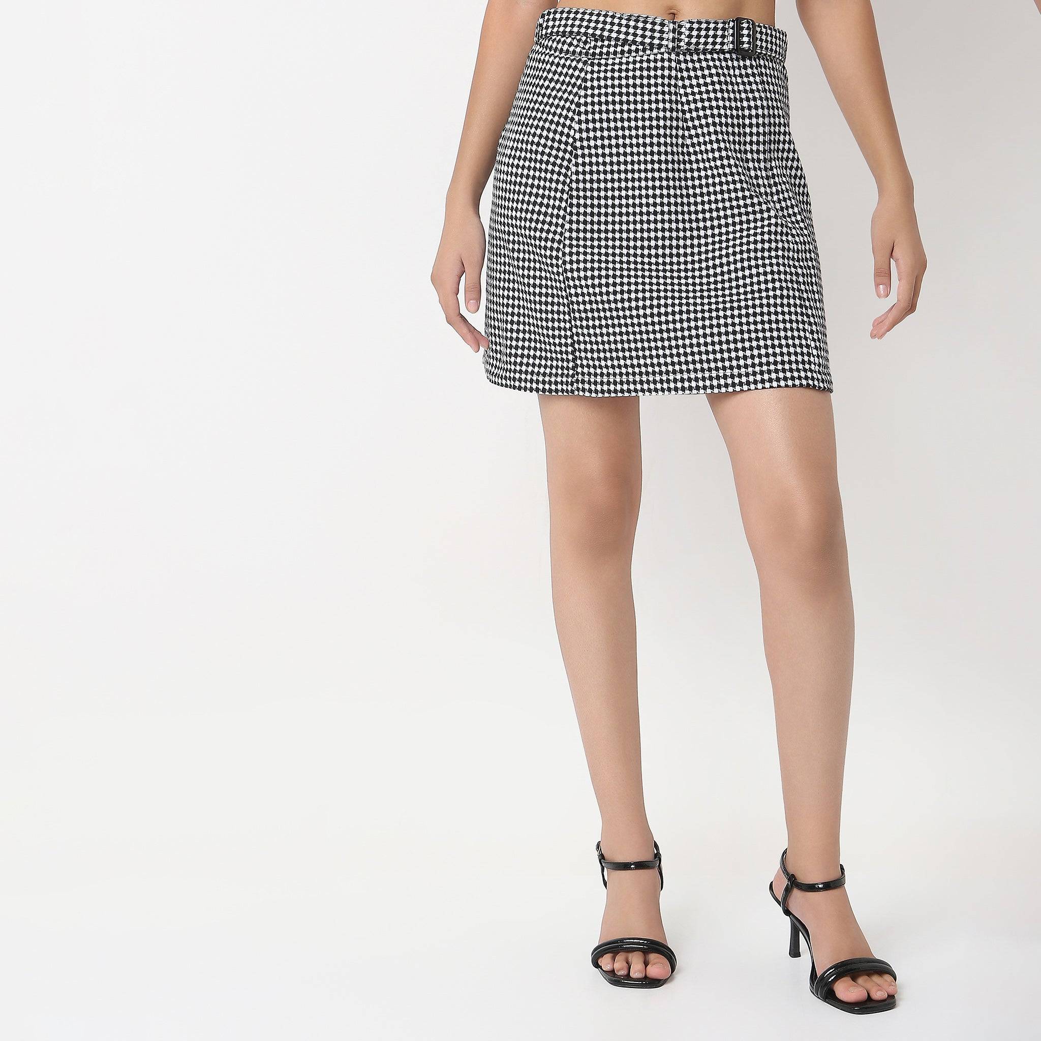 Checkered High Rise Betty Skirt
