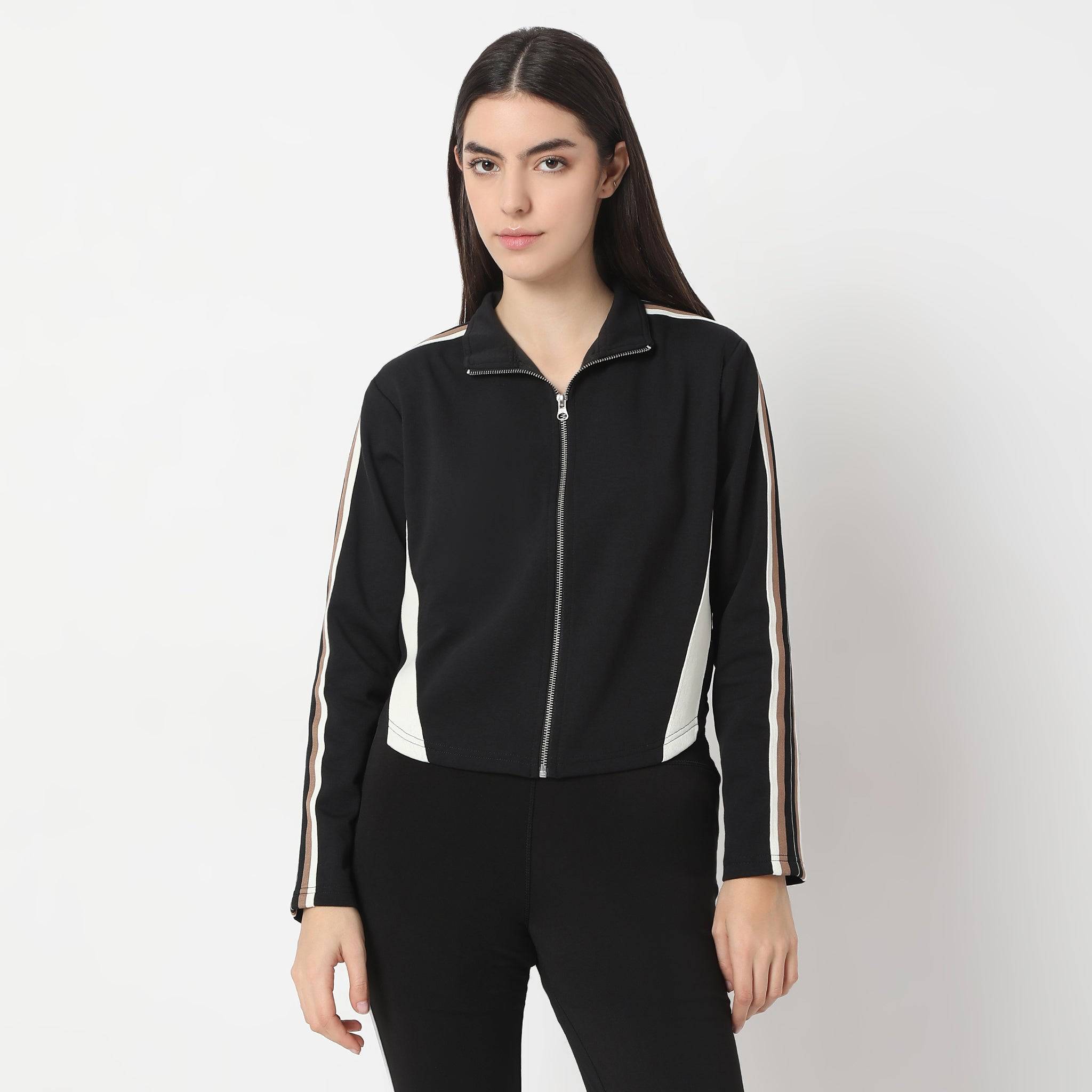 Mock Turtle Neck Full Sleeve Mock Neck With Zipper Detail Sweatshirt