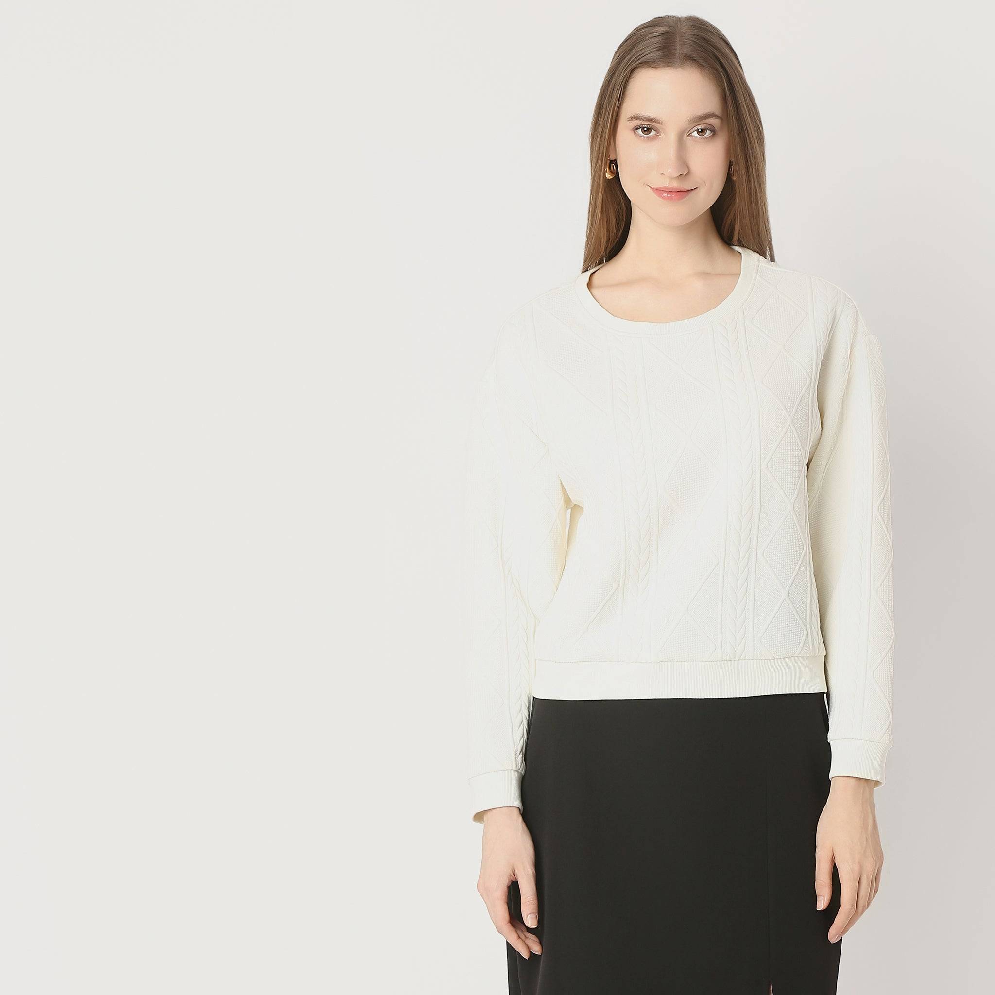 Boxy Fit Round Neck Full Sleeve With V-Neck Sweat Tee