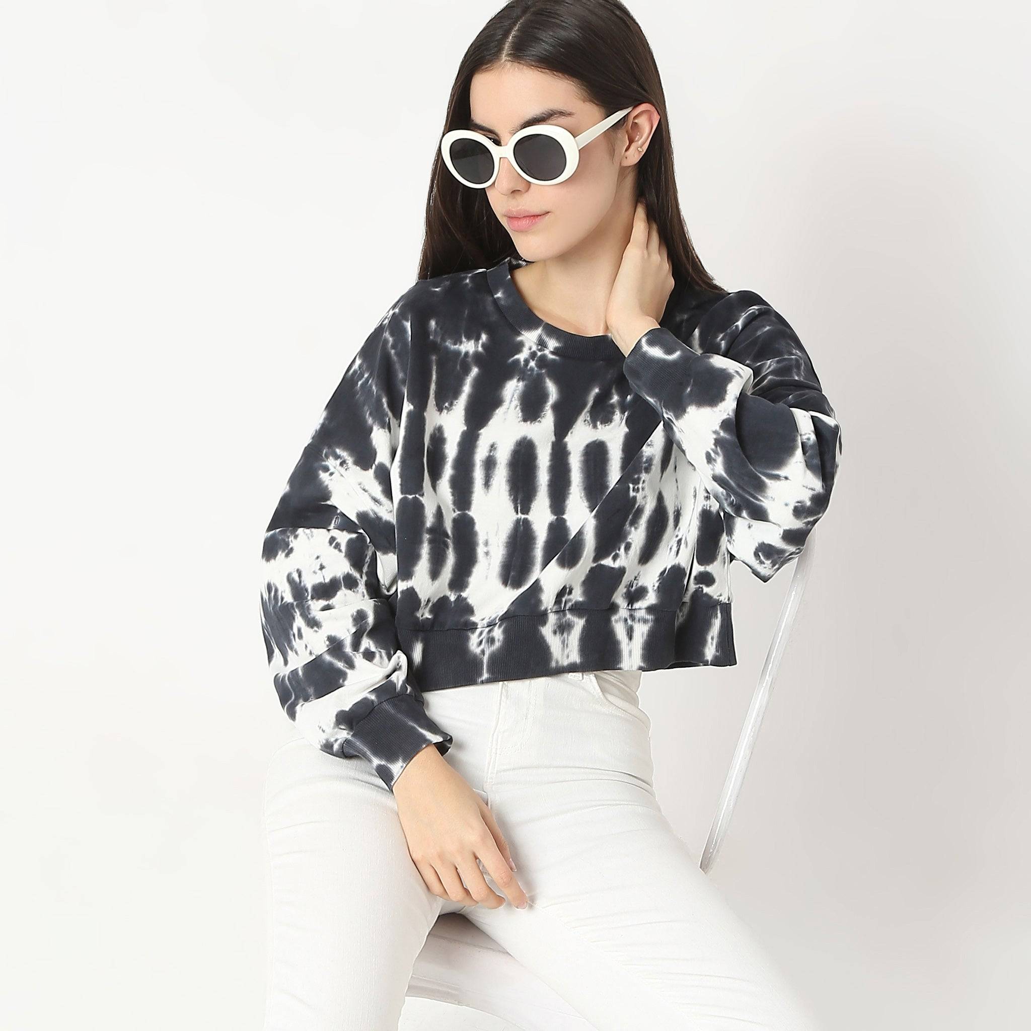 Boxy Fit Tie - Dye Full Sleeve Crop T-Shirt