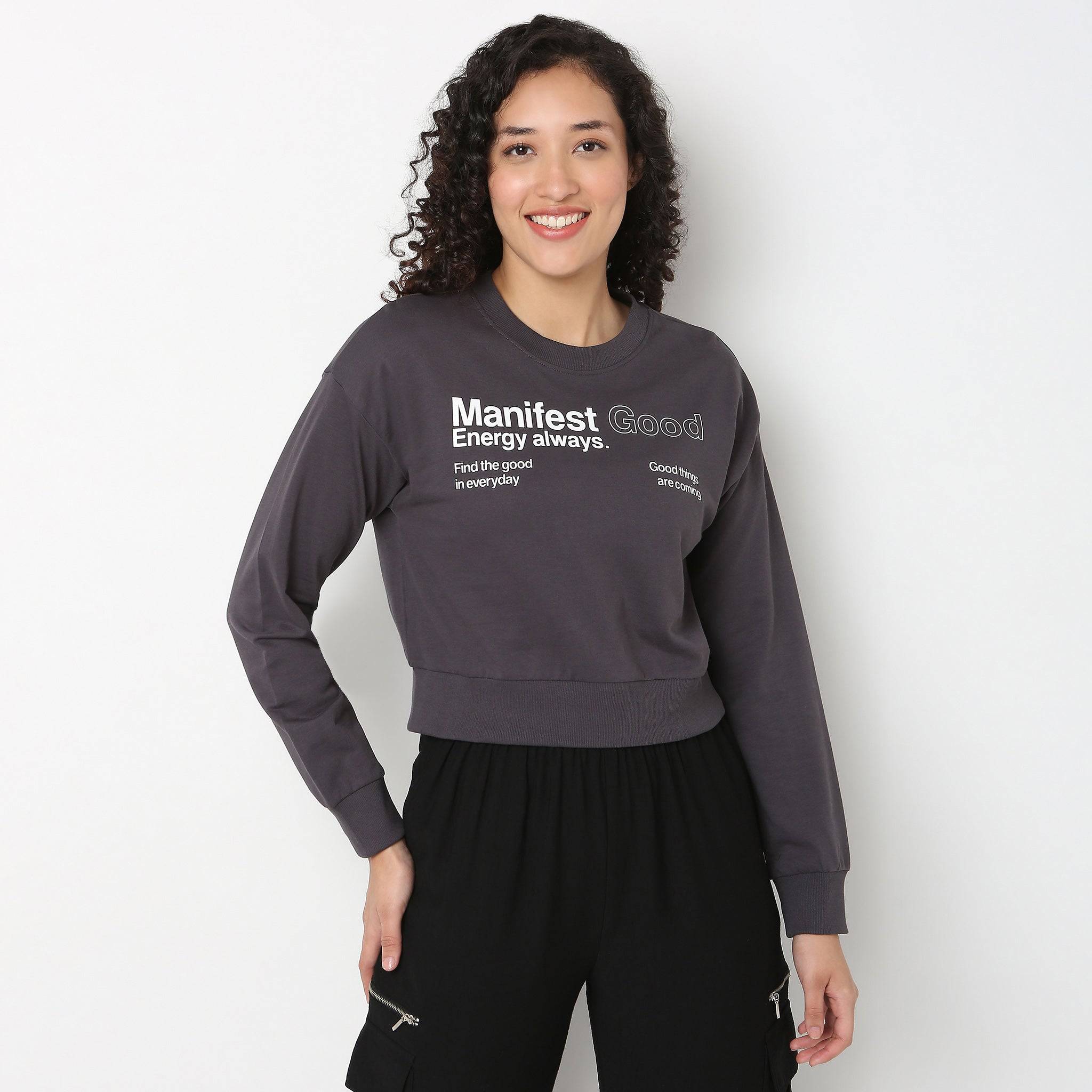 Graphic Oversize Crop Sweat Tee