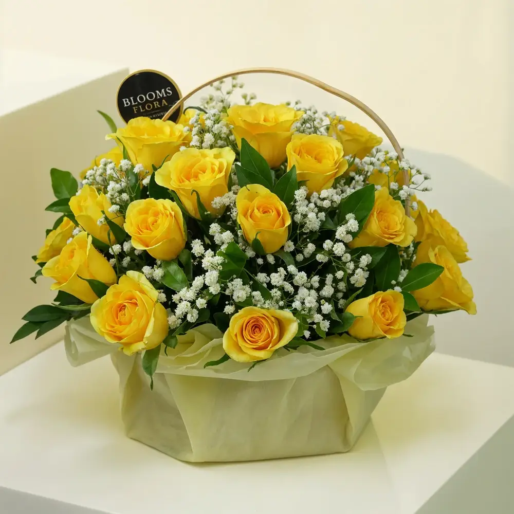 Yellow Roses in a Basket