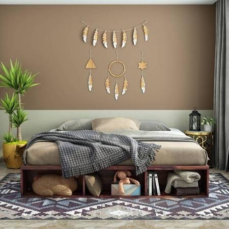 Unicorn Sheesham Wood Queen Size Bed Box Storage Storage Provincial Teak Finish (60 x 78 inches)