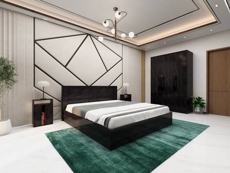 Poena Grandeur Bedroom Set  â€“ Queen Bed, 3-Door Wardrobe & Bedside Table in Walnut Finish â€“ Engineered Wood