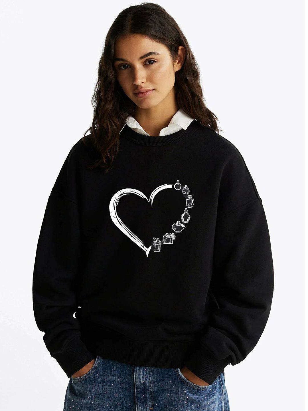 Kotty Women Graphic Printed Round Neck Therma-Fit Sweatshirt