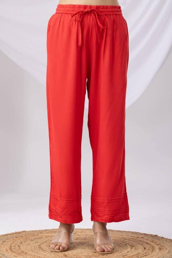 Solid Coral Tencel Twill Palazzo Pant