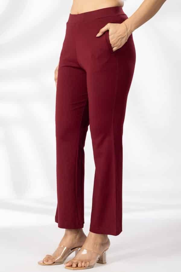 Maroon Flared Pant in Tencel Roma Spandex