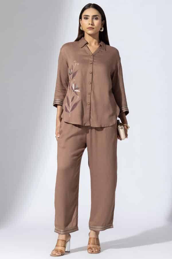Solid Mud Viscose Co-Ord Palazzo
