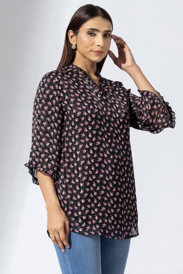 Elegant Black Handwork Casual Top