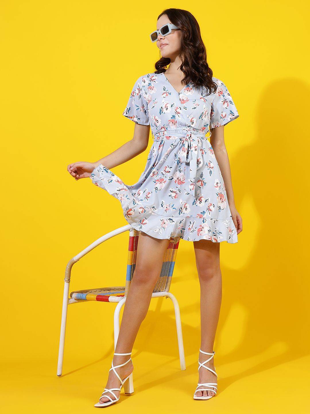 Kotty Printed Crepe Fit & Flare Mini Dress