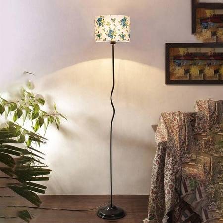 Penelope Multi Cotton shade with Iron floor lamp