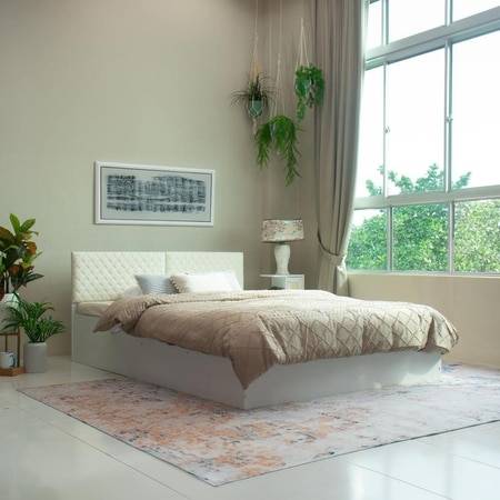 Timber Engineered Wood Queen Size Bed In White Finish